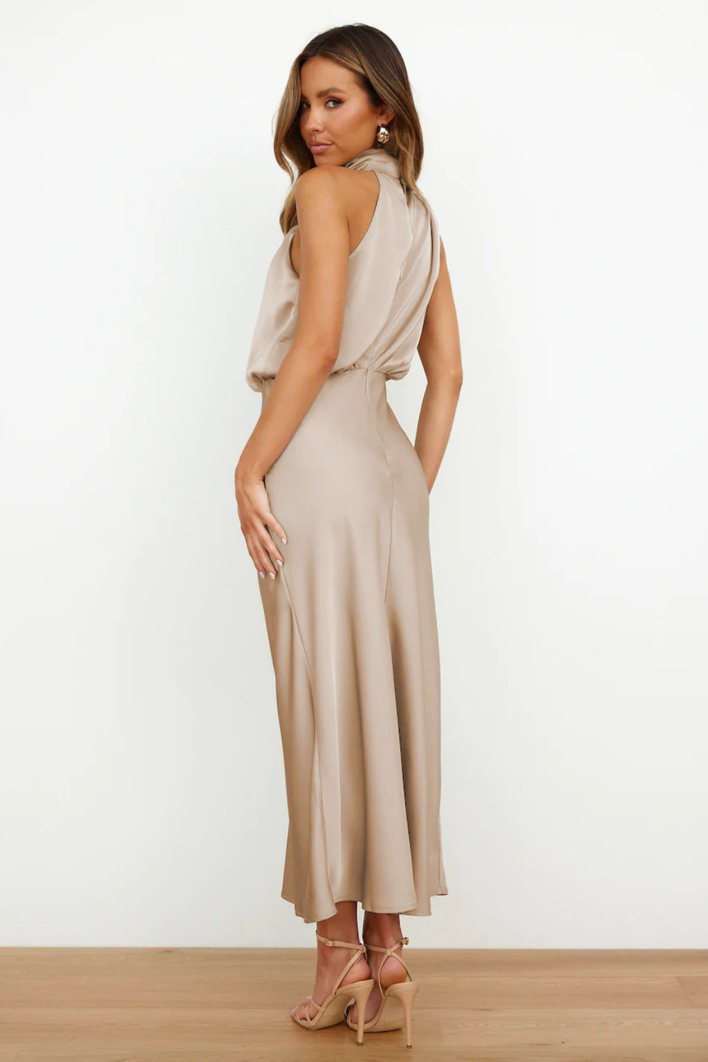 Nela | Satin Halter Midi Dress