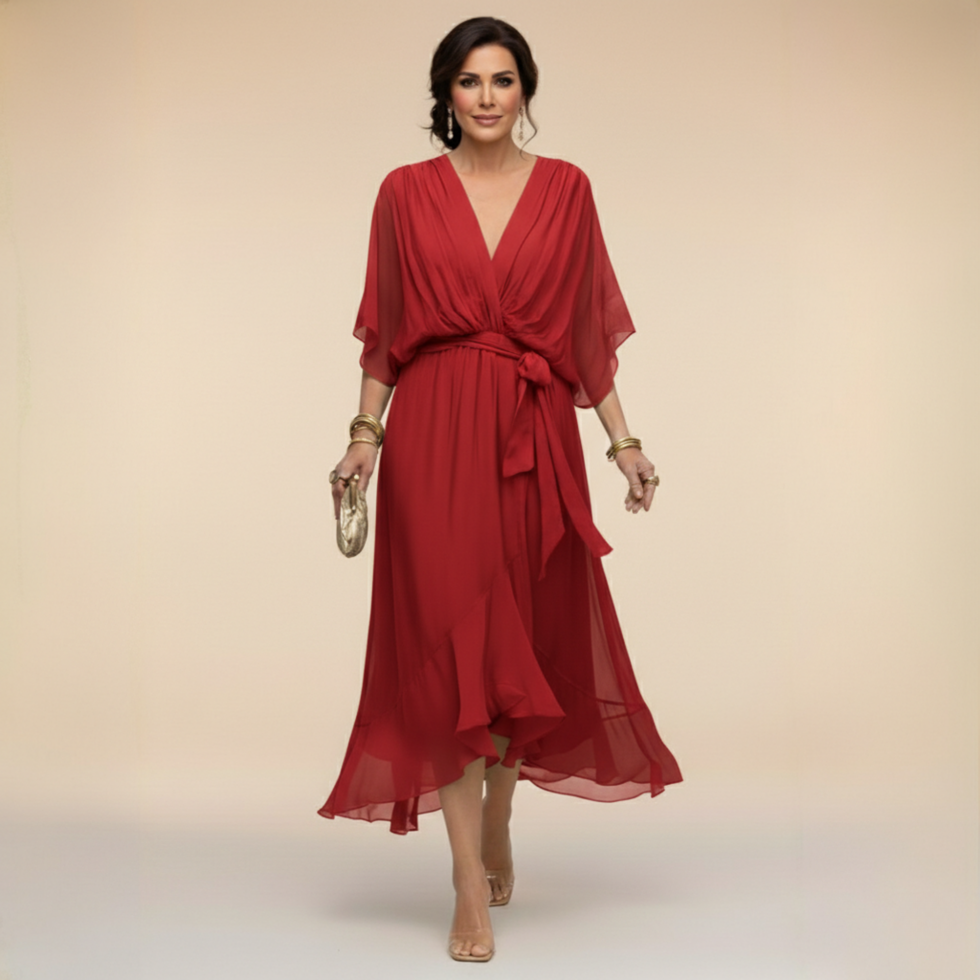 Lucia | Chiffon Dress with V-Neck