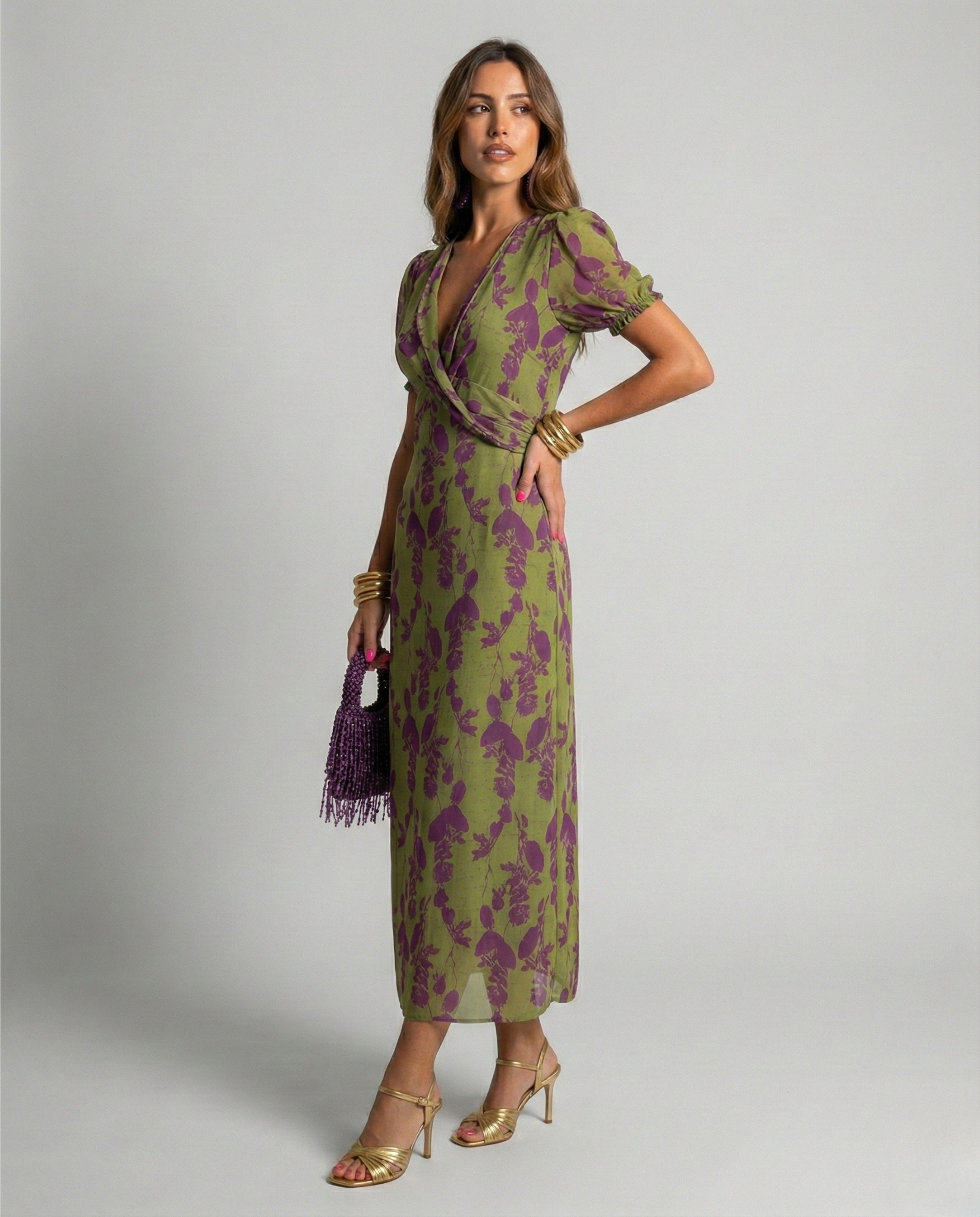 Luna’s Botanical Allure Wrap Midi Dress