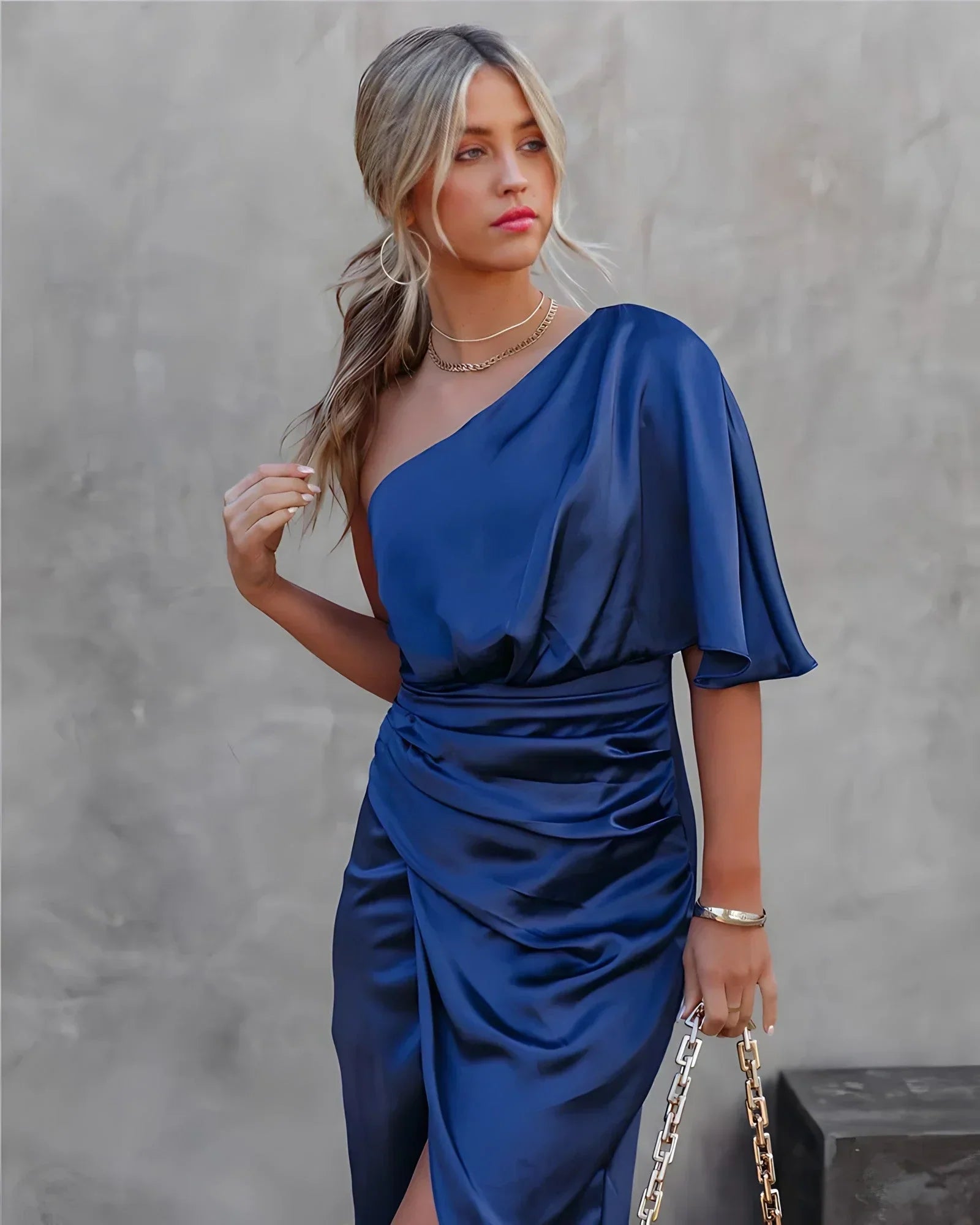 Brendy | Elegant One-Shoulder Satin Dress