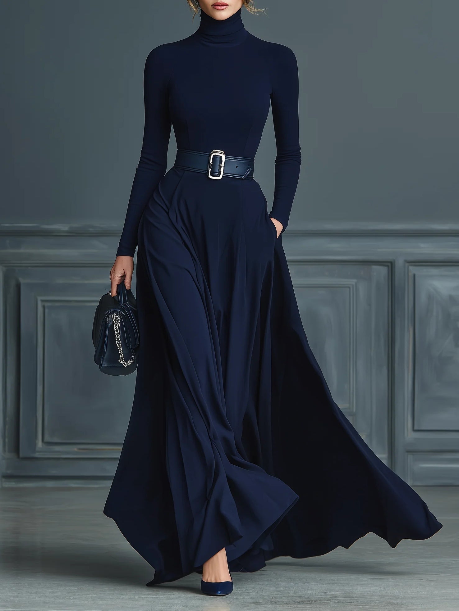 Kornelia | Maxi Knit Dress with High Collar