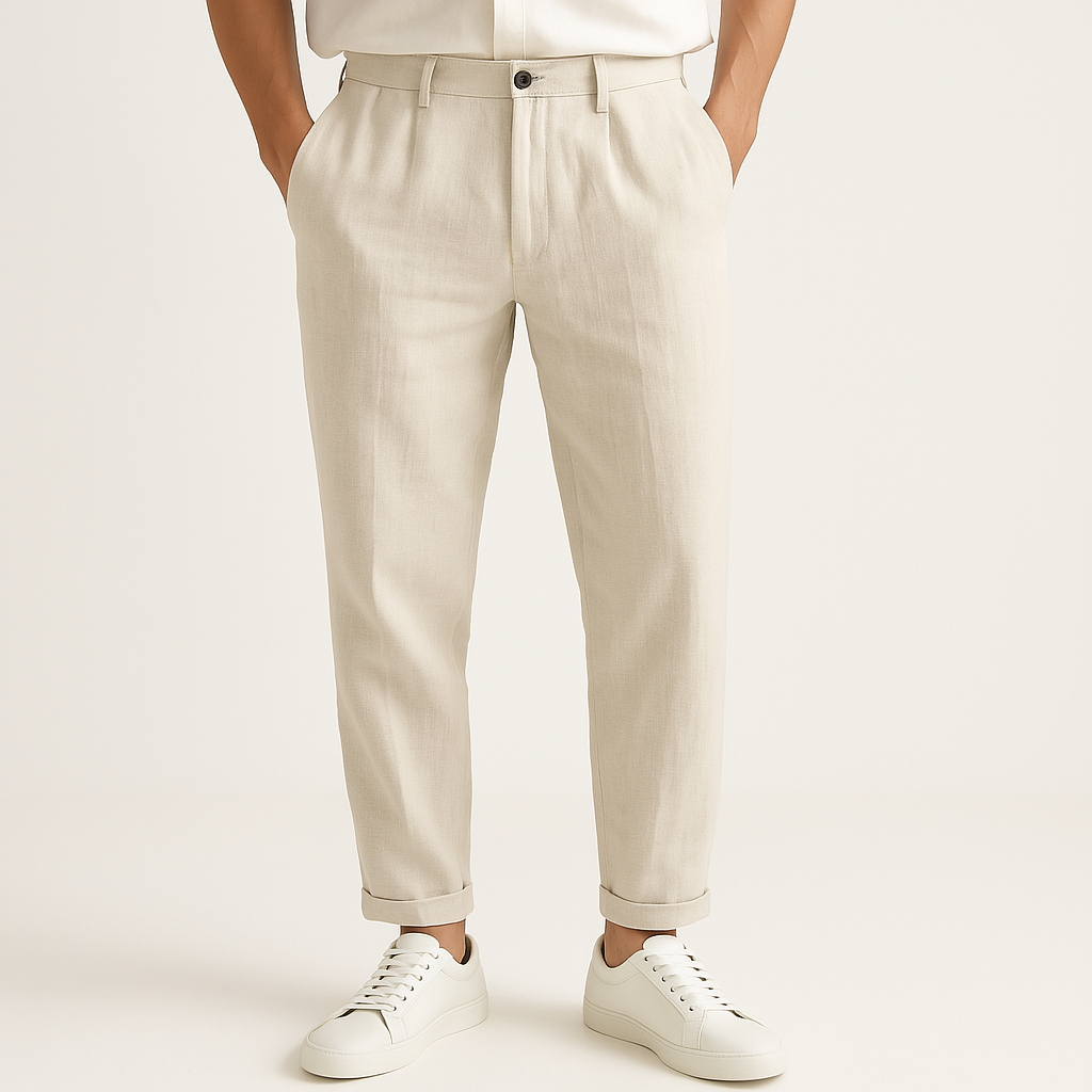 Riviera Linen Straight-Cut Trousers