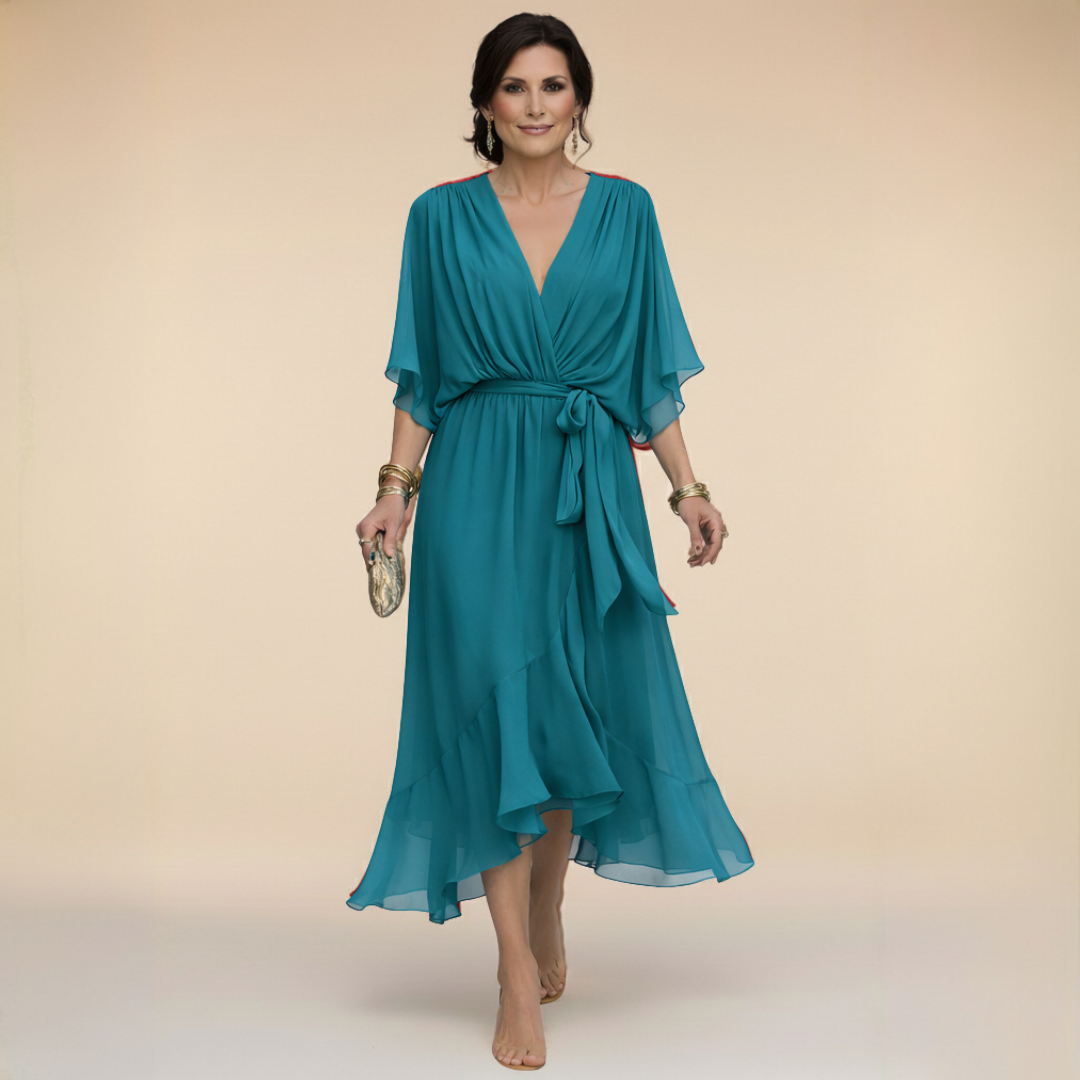 Lucia  | Chiffon Dress with V-Neck