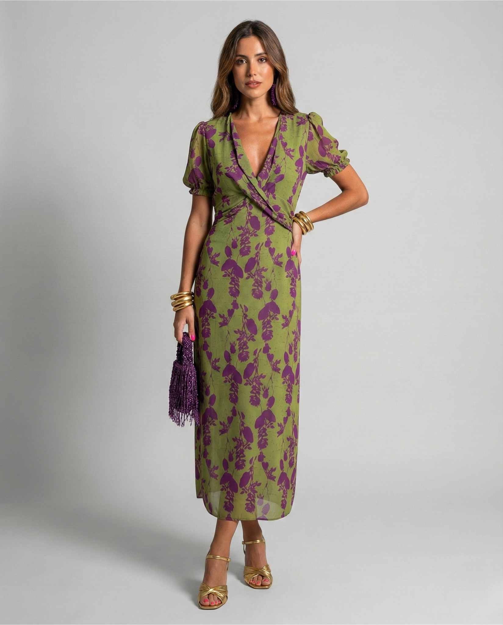 Luna’s Botanical Allure Wrap Midi Dress