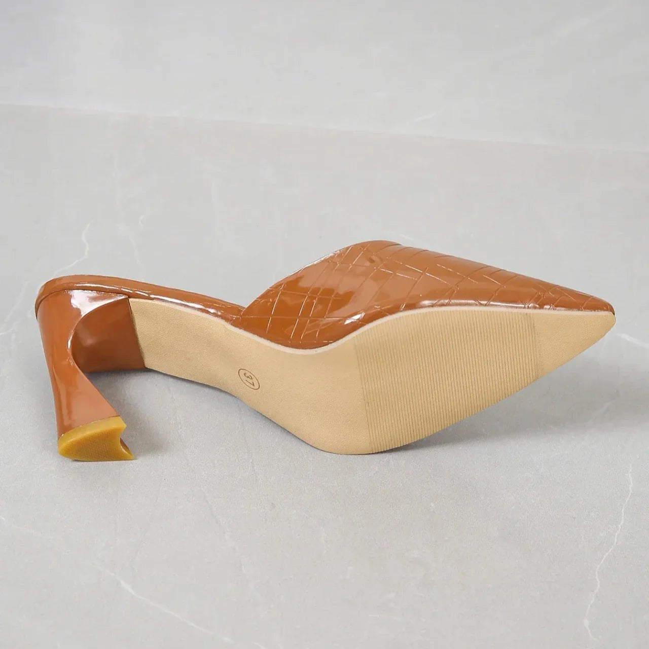 Croc-Embossed Patent Mules