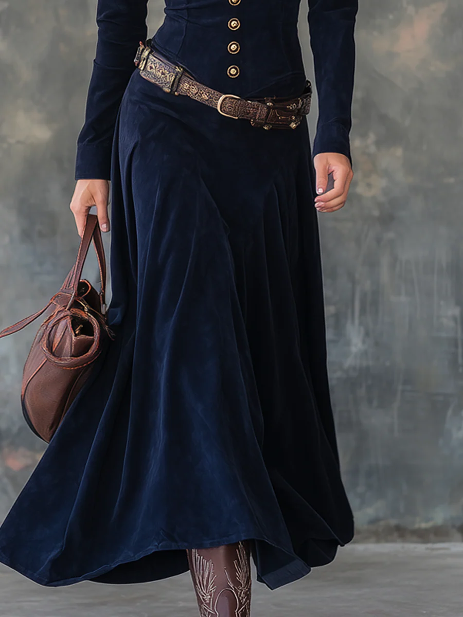 Iwona | Suede Maxi Dress with Belt