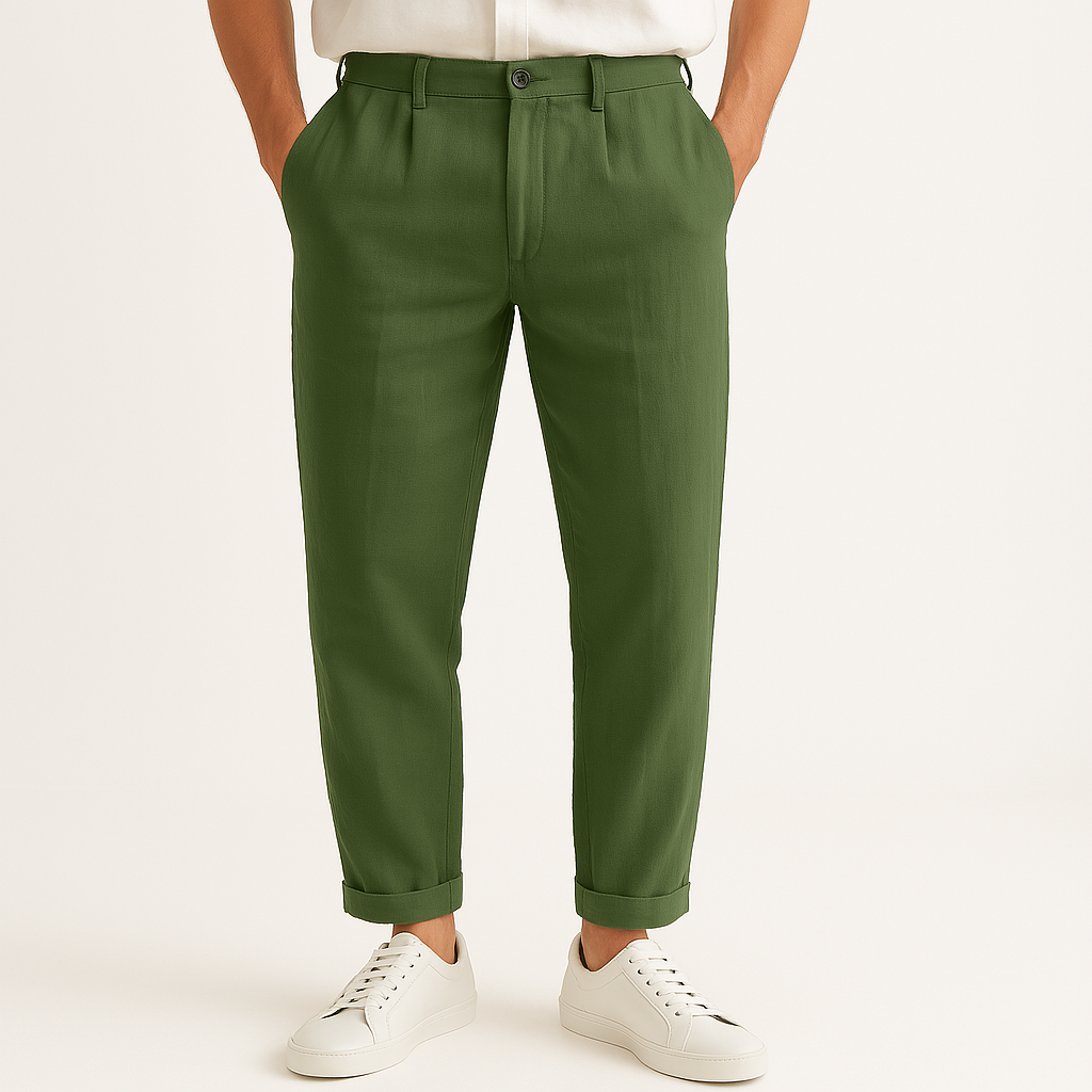 Riviera Linen Straight-Cut Trousers